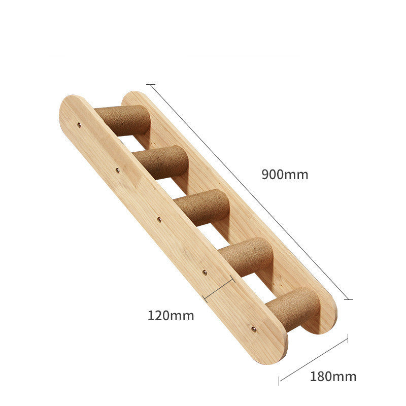 Pet Cat Climbing Frame Wall Type Solid Wood Wall Hanging Platform Ladder Pets Accessories