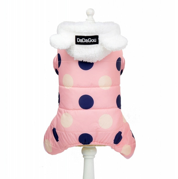 Winter Dog Clothes Hoodie Coat Big Polka