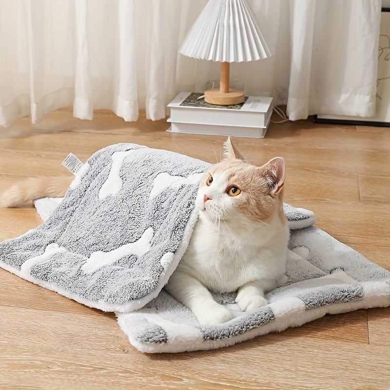 Self-Warming Cat Bed Mat Washable Dog Bed Crate Mat Soft Pet Sleeping Mat For Dogs And Cats Reversible Fleece Dog Crate Kennel Pad Cat Pet Bed