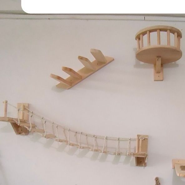 Wall-mounted Multifunctional Xilan Pine Solid Wood Suspension Bridge With Continuous Jumping Cat Nest