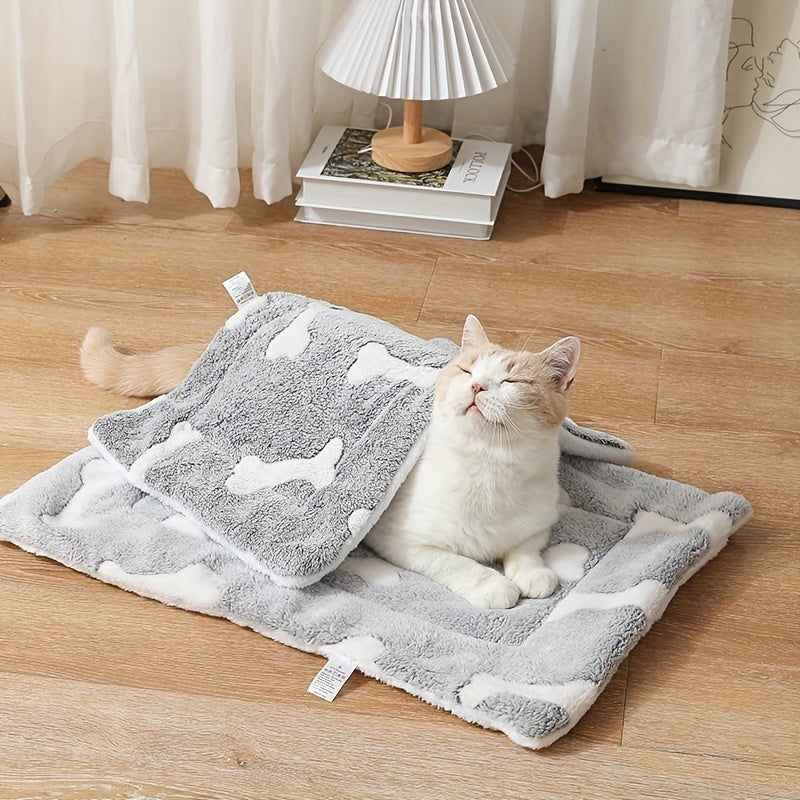 Self-Warming Cat Bed Mat Washable Dog Bed Crate Mat Soft Pet Sleeping Mat For Dogs And Cats Reversible Fleece Dog Crate Kennel Pad Cat Pet Bed